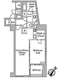 セントラルクリブ六本木1 1LDKの間取図画像