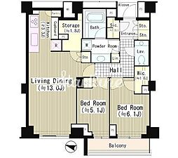 パークコート元麻布ヒルテラス 2LDKの間取図画像