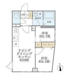 WELLSQUARENAKANOBU2 2LDKの間取図画像