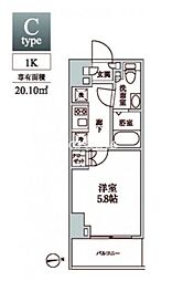 レジディア中延2 1Kの間取図画像