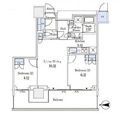 ザコート神宮外苑 2LDKの間取図画像