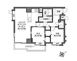 ウィン麻布十番 2LDKの間取図画像