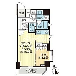 アデニウム新橋 1LDKの間取図画像
