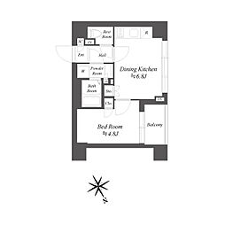 ブランシエスタ品川大井町パークエッジ 4階1DKの間取り