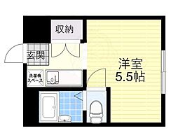シャルム岡山手 1Kの間取図画像