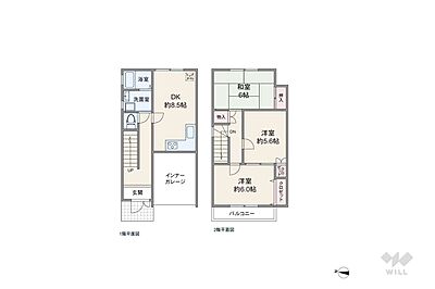 間取り：間取りは延床面積76.66平米の3DK。1階にLDKとサニタリー、2階に個室が集約された、各階で用途が分かれています。洋室2部屋が続き間で、シーンに合わせて空間をフレキシブルに使えるのもポイントです。