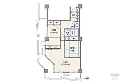 パルティK2南棟パルティK2南ハイツ 2LDKの間取図画像