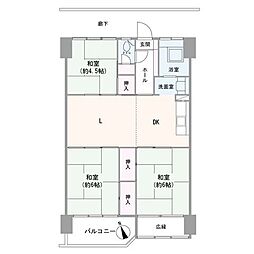小栗原住宅3号棟 3LDKの間取図画像