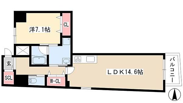 N apartment ｜愛知県名古屋市中区大須1丁目(賃貸マンション1LDK・8階・60.32㎡)の写真 その2