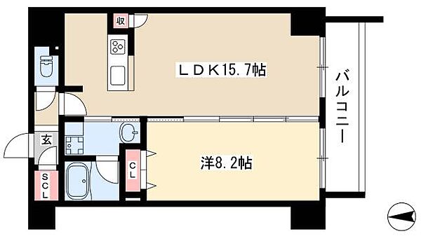 さくらHills NISHIKI Platinum Residence ｜愛知県名古屋市中区錦2丁目(賃貸マンション1LDK・9階・53.95㎡)の写真 その2