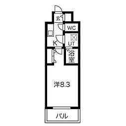 エスリード上前津LIVIA 5階1Kの間取り