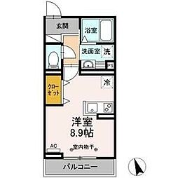 クーブス　TEN 2階ワンルームの間取り