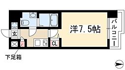 エコロジー鶴舞レジデンス 8階1Kの間取り