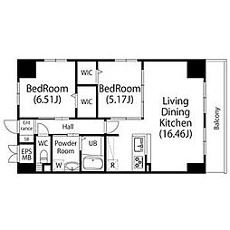 GRANDUKE高辻 11階2LDKの間取り