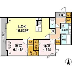 クープレット石川橋 2階2LDKの間取り