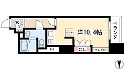 ドゥーエ大須 9階ワンルームの間取り