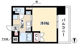 パルティール上前津 10階1Kの間取り