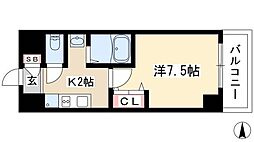 ニーズメゾン新栄 6階1Kの間取り