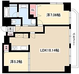 ＫＤＸ泉レジデンス 4階2LDKの間取り