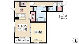 エポラール東別院 1階1LDKの間取り