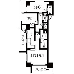 ローレルアイ久屋大通 7階2LDKの間取り