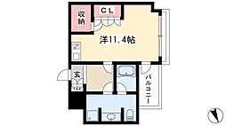 千種タワーヒルズ 3階ワンルームの間取り