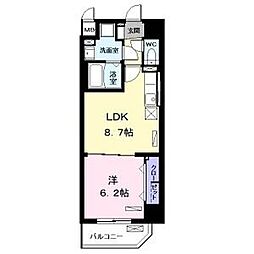 ラフレシール　クワトロ 3階1LDKの間取り