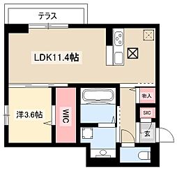 メゾン太閤 1階1LDKの間取り