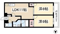 DOMUS21 4階2LDKの間取り