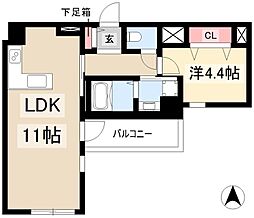 ザ・レジデンスパーク栄 11階1LDKの間取り