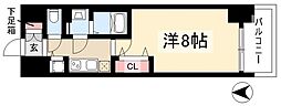 プレサンス新栄町ギャラント 8階1Kの間取り