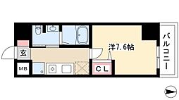 パークアクシス丸の内 5階1Kの間取り