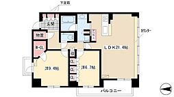 エスティメゾン白壁南 2LDKの間取図画像