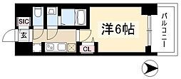 プレサンス名古屋菊井セルカ 1Kの間取図画像