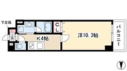 グランルクレ新栄ウエスト 1Kの間取図画像