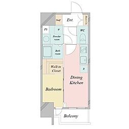 デュオフラッツ鶴舞 1DKの間取図画像
