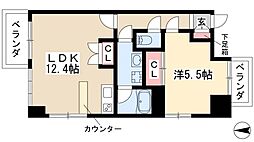 レジディア久屋大通2 1LDKの間取図画像