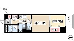 レジデンス上前津スクエア 2Kの間取図画像