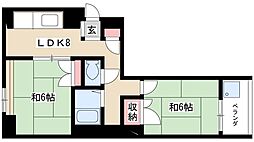 向陽ビル 2LDKの間取図画像