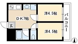 向陽ビル 2DKの間取図画像