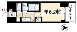 プレサンス葵デュリス 1Kの間取図画像