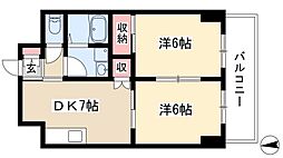 西一ビル 2DKの間取図画像
