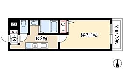 プリムローズマンション 1Kの間取図画像