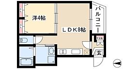 ラファン新栄 1LDKの間取図画像