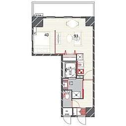 BSRESIDENCESAKAE 1Kの間取図画像