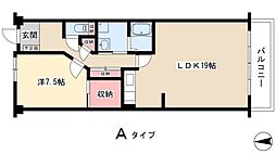 ソーラスフロント富船北棟 1LDKの間取図画像