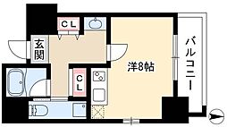 ル・ブルー鶴舞 ワンルームの間取図画像