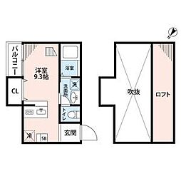 cocostile ワンルームの間取図画像