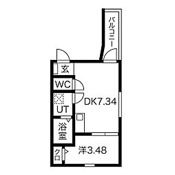 プリシェール黄金 1DKの間取図画像