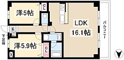 名古屋市東区徳川1丁目マンション 2LDKの間取図画像